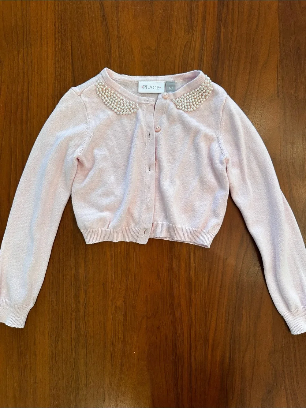 The Children's Place Light Pink Pearl Collar Cardigan ballet dance sweater